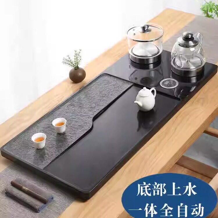 茶盘套装一体全自动家用烧水壶底部上水石头茶台电磁炉茶具乌金石