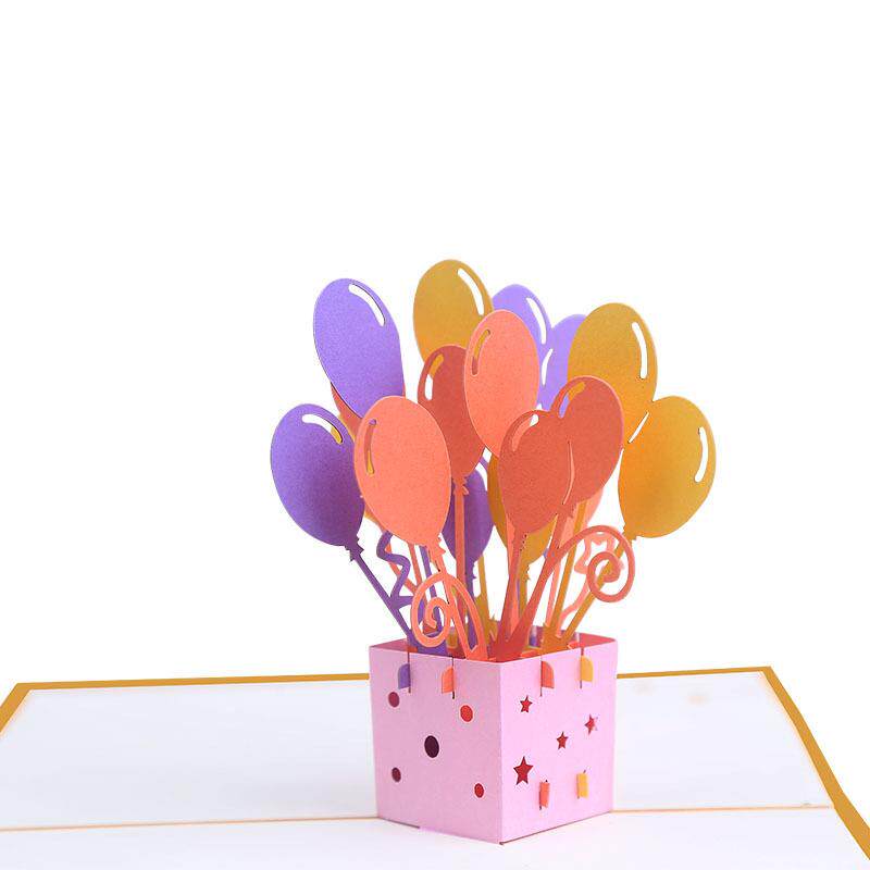 生日贺卡创意纸雕剪纸儿童礼物定制3d立体贺卡请帖彩色气球