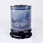 上海特色中式 水晶浮雕笔筒创意客厅办公室摆件实用商务礼品定制