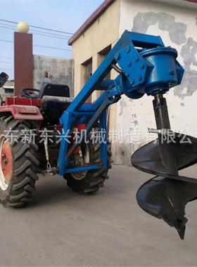 四拖机带土植树JPI挖坑拉机 三点悬挂式钻坑机 冻螺旋打坑轮机