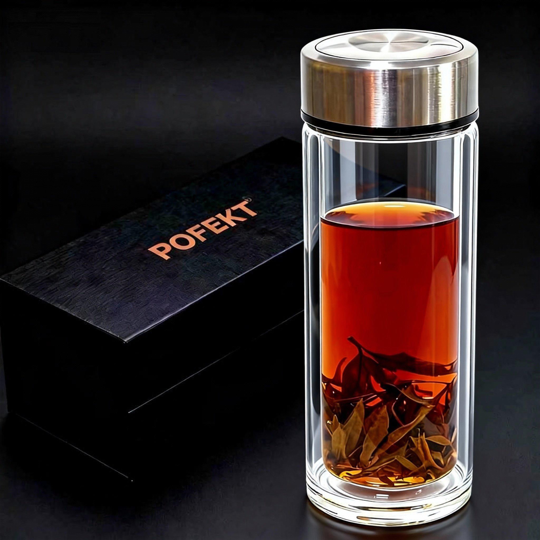 POFEKT双层加厚隔热玻璃杯男办公家用车载商务送礼高级感小号水杯