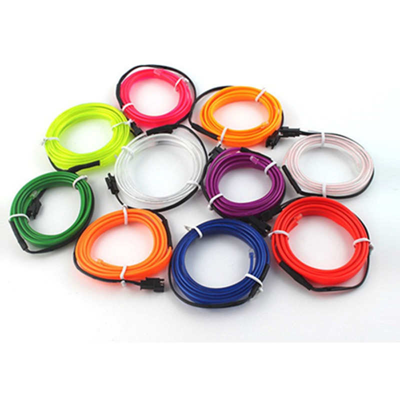 5米USB带边汽车LED冷光线车内氛围灯条夹式发光线灯带点烟器10色