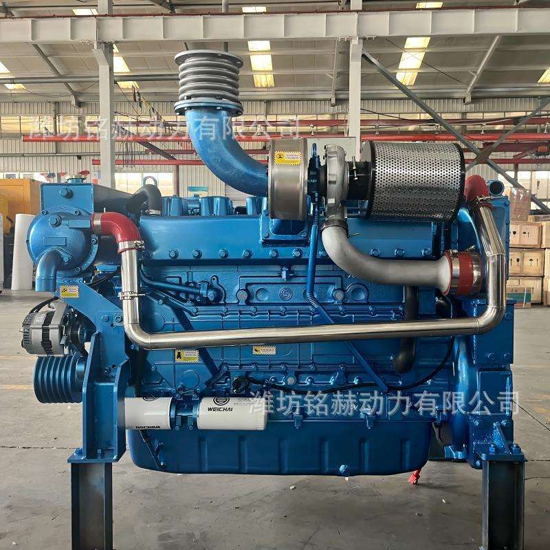潍柴P10船机大功率渔船货船用柴油机300马力配备海淡水交换器出口