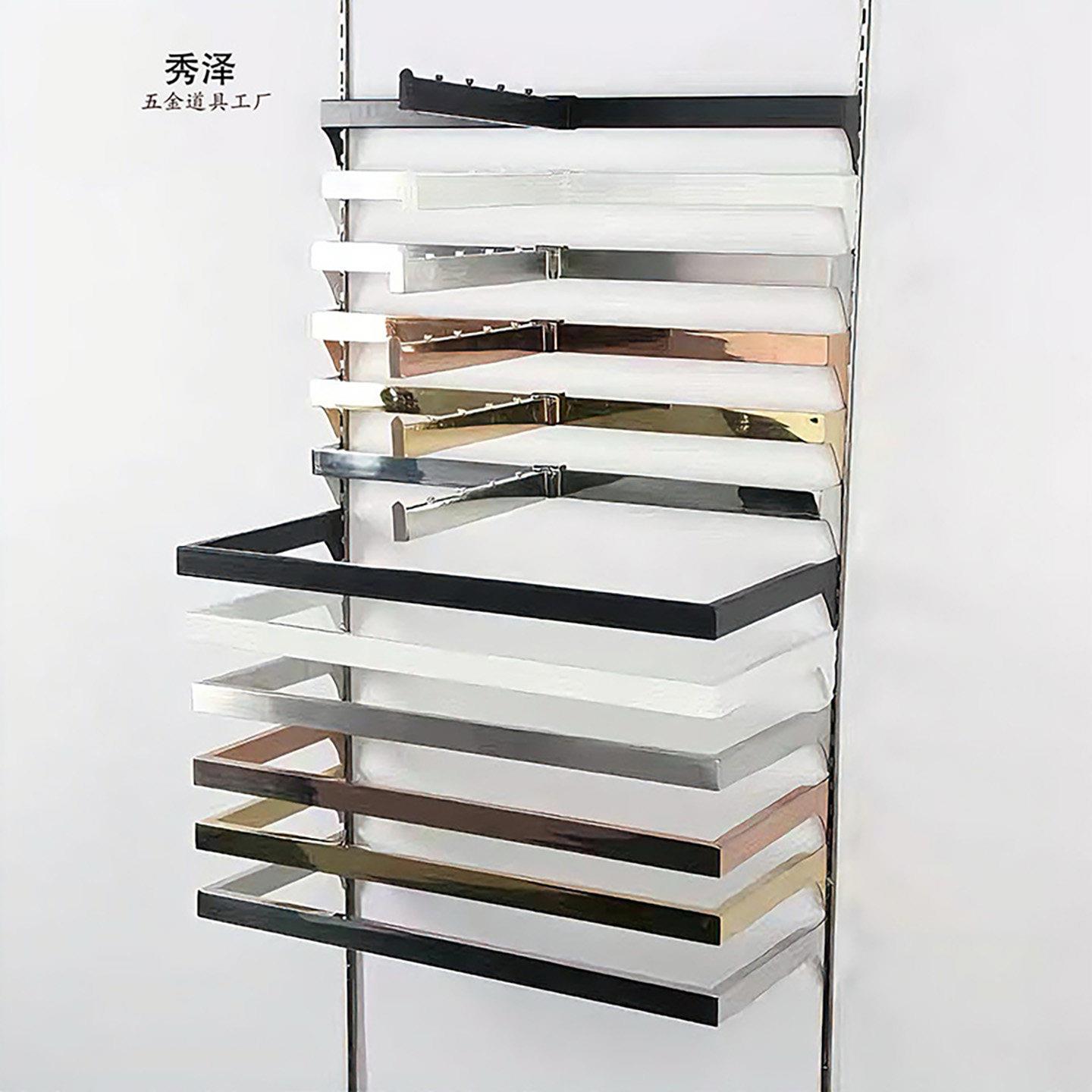 白色服装展示配件卡a柱挂钩正挂不锈钢侧挂展柜挂衣架方管拉丝