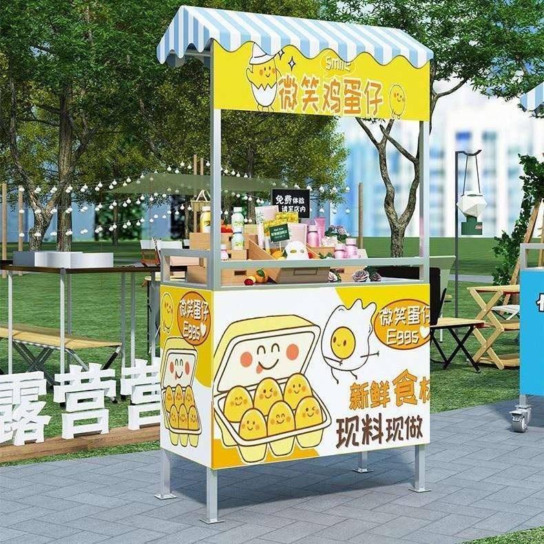夜市摆摊小推车可折叠桌冰粉专用网红流动手推烤肠小吃地摊架移动