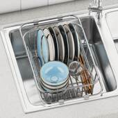 沥水篮水槽沥水架不锈钢洗菜盆可伸缩厨房洗碗池漏网加厚过滤架子