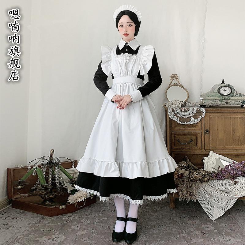 黑白女仆伪娘英国管家衣服cosplay日系制服传统女佣装日常连衣裙