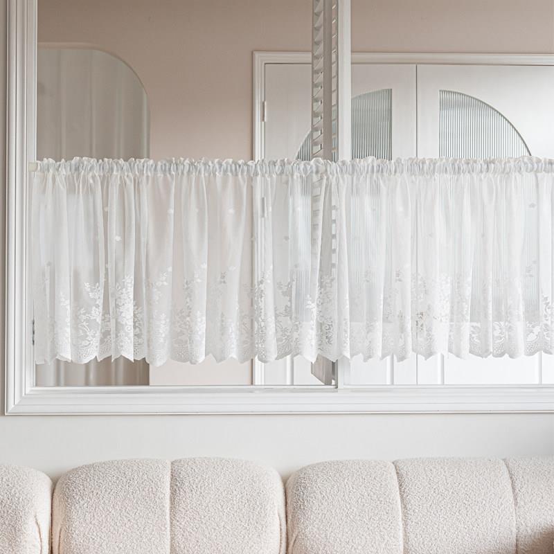 小窗帘遮挡半帘女生卧室卫生间门帘半截飘窗隔断蕾丝公主美式短帘图片