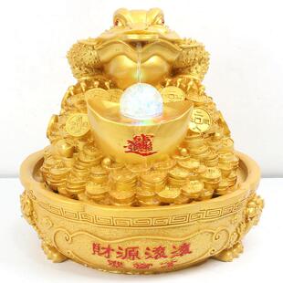 新款 创意金蟾树脂工艺品财源滚滚假山流水摆件喷泉家居礼品摆设产