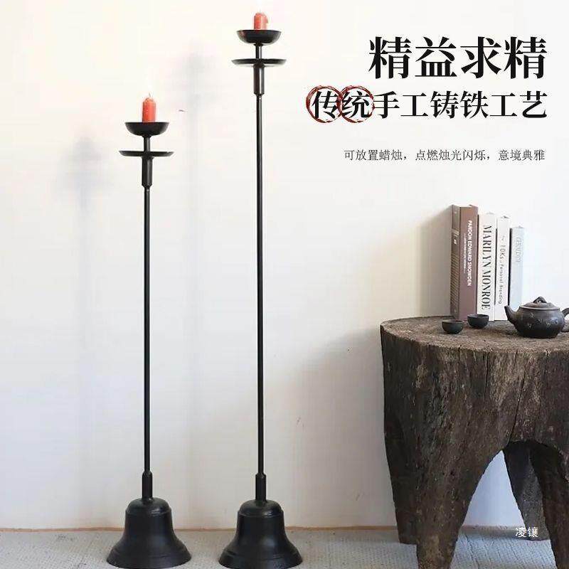 铸铁烛台中式油灯摆件仿古铁艺民俗禅意民宿茶室酒店落地灯