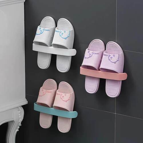 Easy No-Drill Slipper Rack Wall-Mounted Bathroom Door Back S