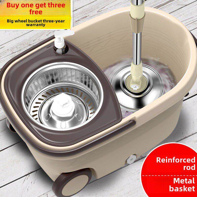 加大加厚旋转拖把家用旋转式双驱动手压免手洗自动甩水好神拖地桶