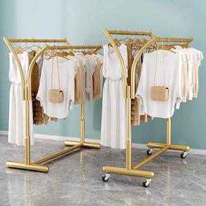 服装店展示架中岛架落地男女装童装双排中间货架双杠裤子侧挂衣架