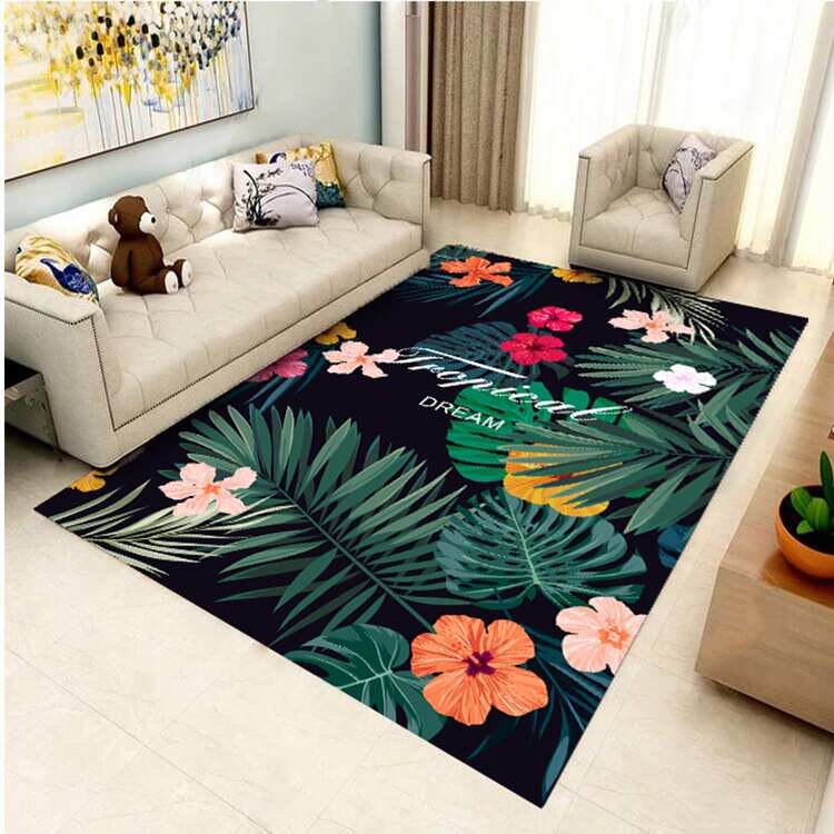 ins风克莱格田园床边毯办公室飘窗垫现代简约地毯条纹格子茶几垫