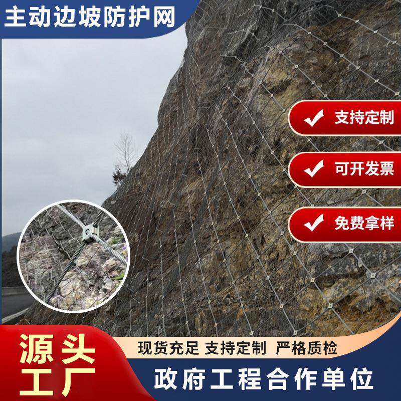 主动边坡防护网勾花钢丝绳网SNS柔性安全绞索网护坡拦石防坠网