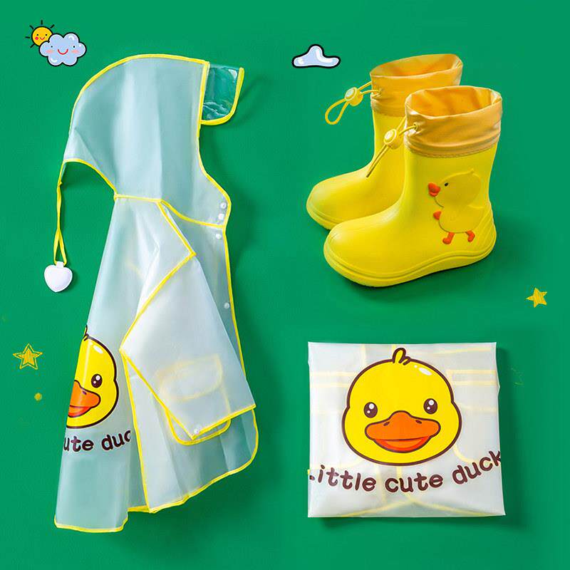 儿童雨衣斗篷式男童女孩防水雨鞋套装学生上学幼儿园宝宝雨披2023