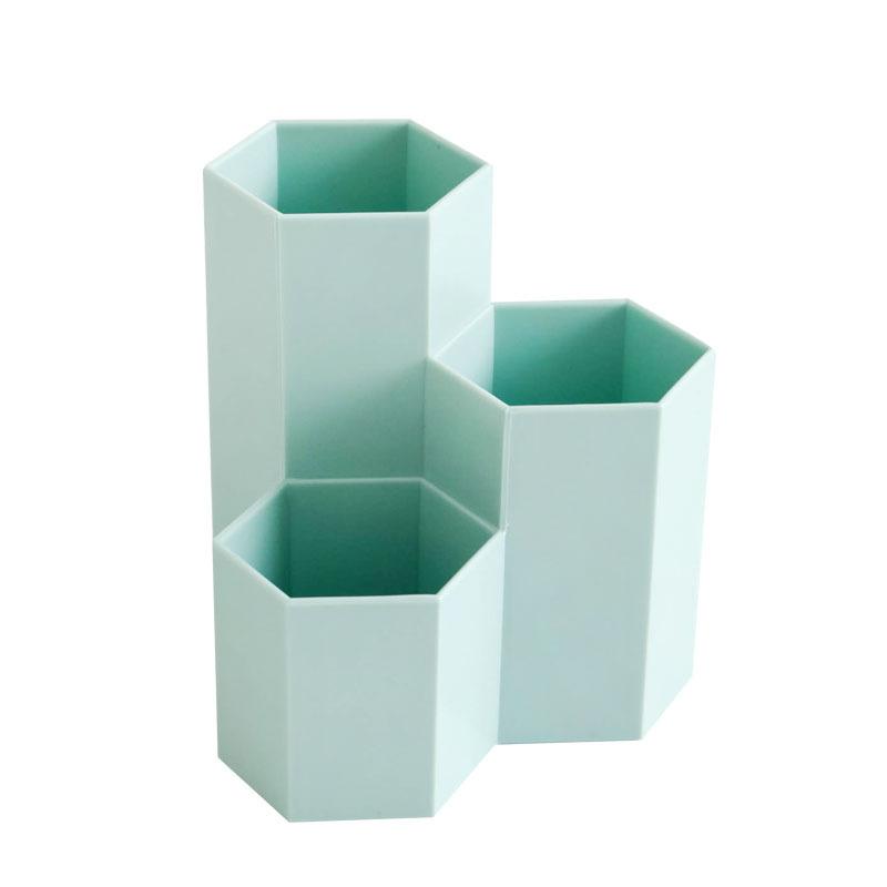 北欧三格斜插式创意笔筒多功能桌面装饰摆件化妆刷笔桶收纳盒