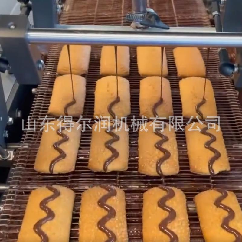 蛋糕面包巧克力涂层机 可加坚果颗粒混合 巧克力低温冷却线 试机