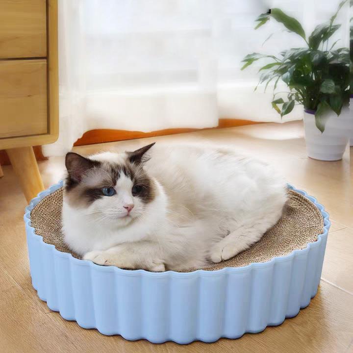 厂家直供新款瓦楞纸可替换圆形猫抓板耐抓猫爪板磨爪碗形猫窝玩具