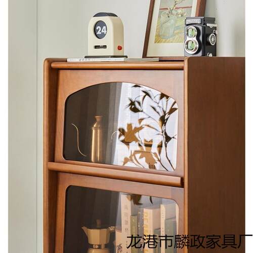 中古实木书柜客厅立柜杂志柜收纳储物柜日式落地柜玻璃展示柜简约
