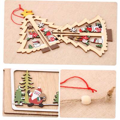 1PC 2D 3D Christmas Ornament Wooden Hanging Pendants Star