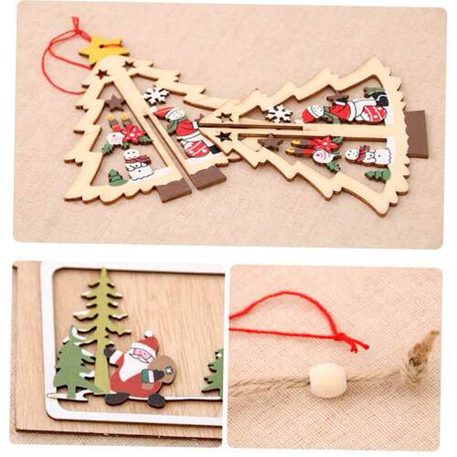 1PC 2D 3D Christmas Ornament Wooden Hanging Pendants Star