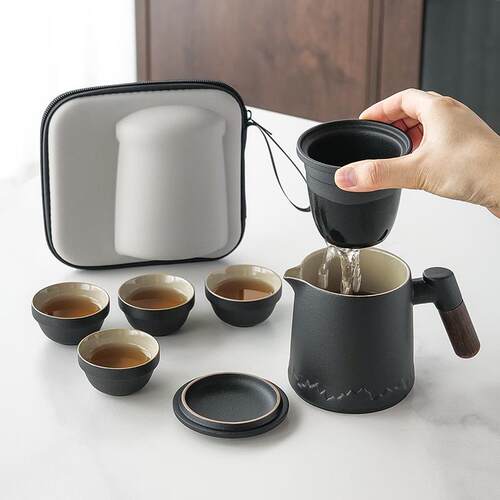 便携式旅行茶具小套装随身户外露营快客杯一壶四杯泡茶壶喝茶装备