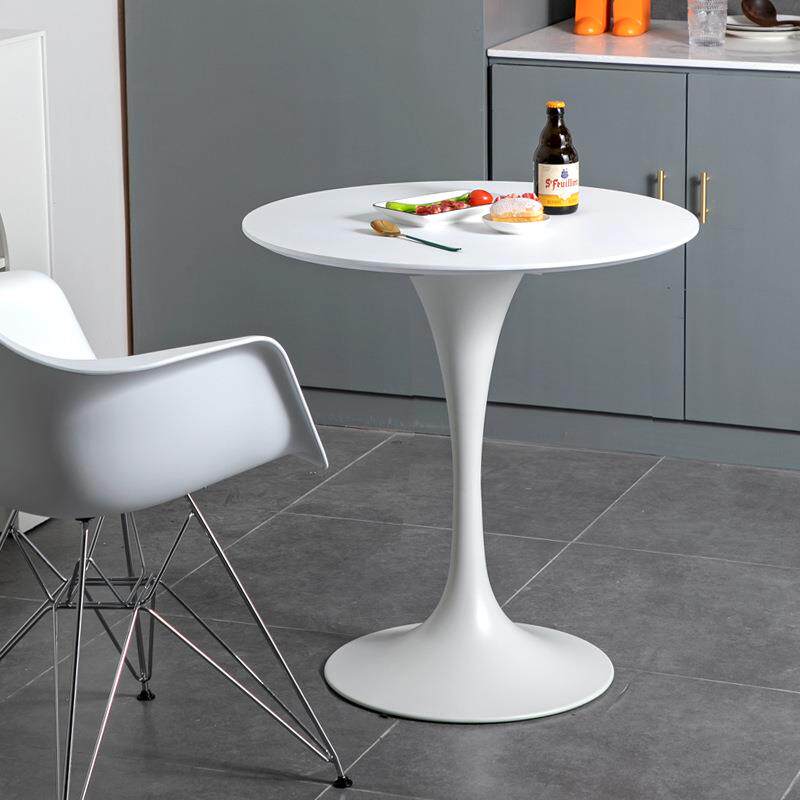 郁金香圆桌餐厅家用小户型饭桌现代简约白色圆形洽谈桌子北欧餐桌