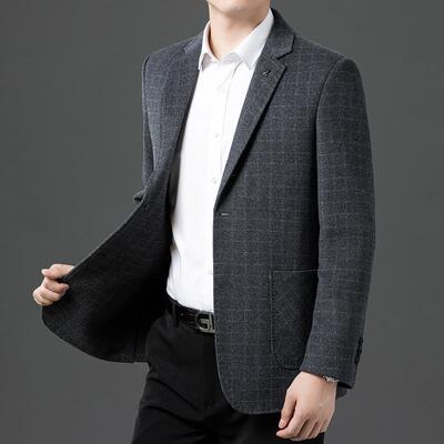 秋冬男款西新装翻领双面尼衣士中长款5585-PP中年大羊毛呢子外套