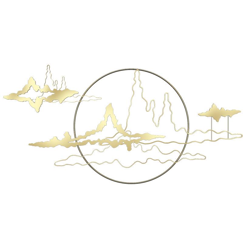 新中式创意金色山影墙面上装饰金属铁艺客厅沙发背景墙壁轻奢挂件