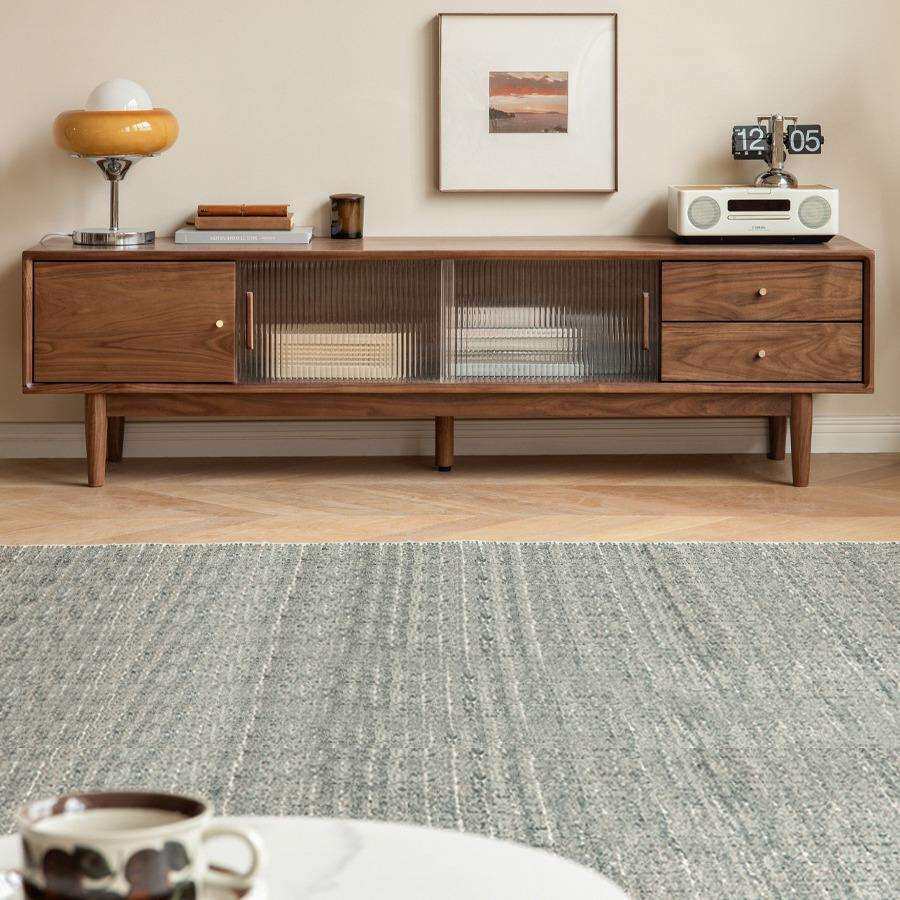 实木家用电视柜新中式客厅地柜黑胡桃木现代简约储物柜抽屉视听柜