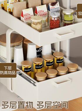 收纳架双层抽屉滑轨厨房置物架橱柜拉篮下水槽收纳碗篮嵌入式加厚