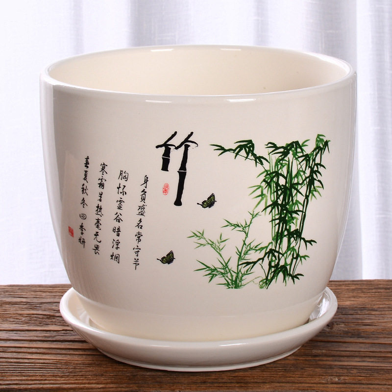 陶瓷多肉花盆家居阳台个性创意简约中号植物盆栽白瓷花架
