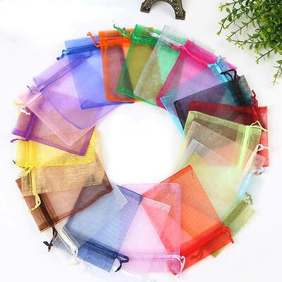 50Pcs/lot Organza Bag Jewelry Tulle Drawstring Bag For Weddi