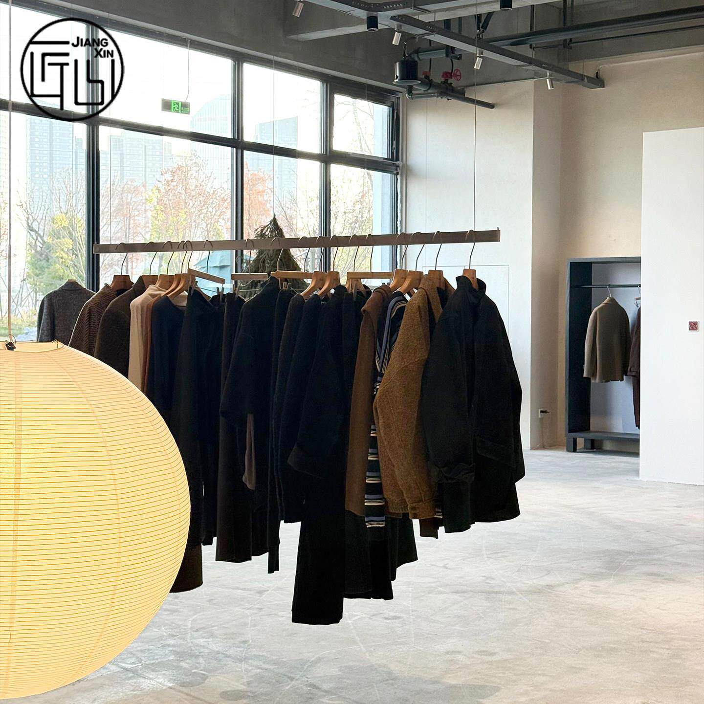 服装店展示架不锈钢钢丝吊架女装店悬挂式吊顶挂衣杆简约陈列吊杆