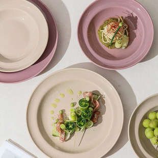 碗碟餐具套装 法式 陶瓷碗盘家用紫色盘子饭碗汤碗组合全套ins餐盘