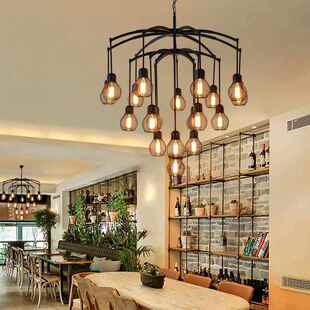 楼梯端高别934墅大 店铺吊饭店复式 美复古工业式 风餐厅灯客厅服装