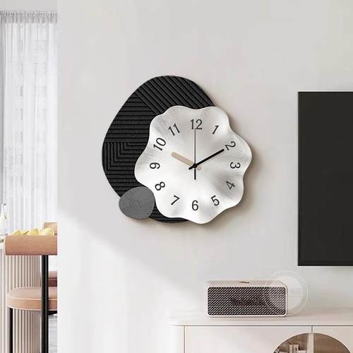 2025新款客厅挂表抽象艺术感黑白钟表挂墙电视柜挂钟餐厅时钟
