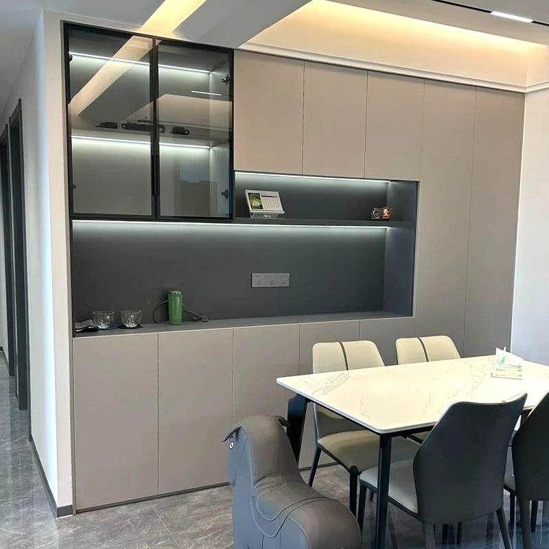 河北地区现代简约家用客厅餐边柜酒柜靠墙储物柜餐厅一体柜实木