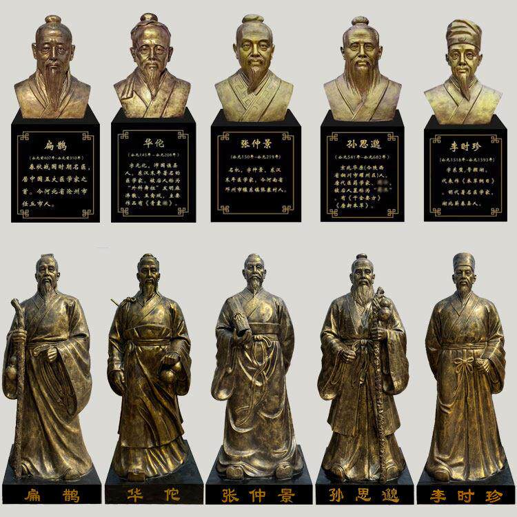 定制李时珍华佗雕塑玻璃纤维扁鹊张仲景雕像人物铸铜孙思邈名医摆