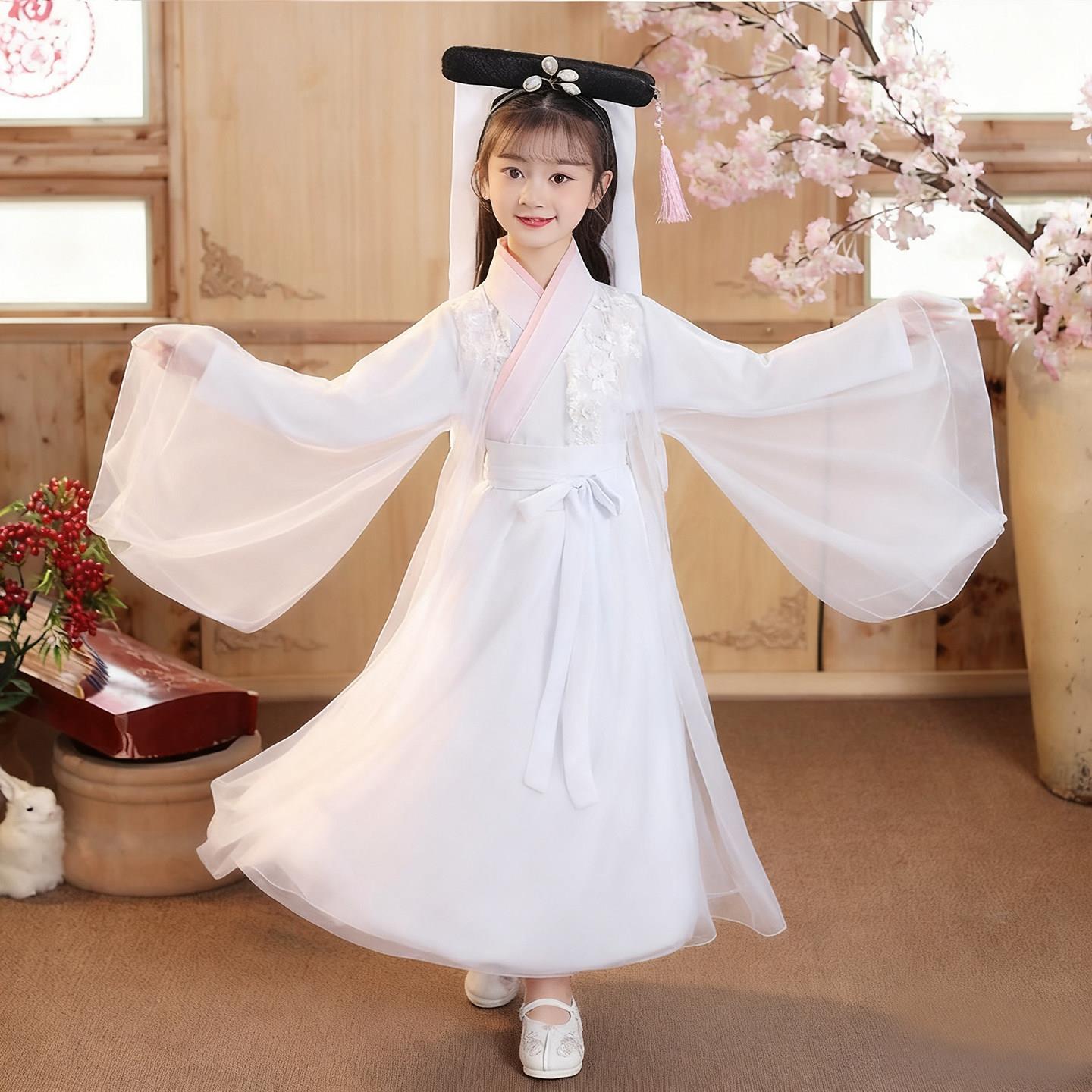儿童汉服演出服女童唐装中国风白娘子古装少儿白素贞舞蹈表演元旦