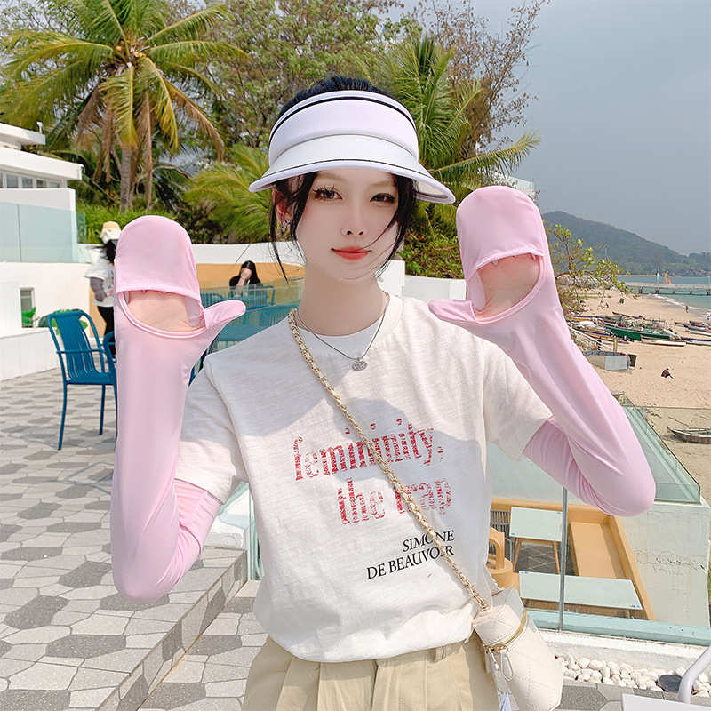 包指头冰袖女防晒袖套女夏季骑行防紫外线薄款加长护臂冰丝手袖潮