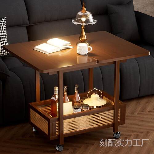 中古小推车几可置物架复古多功能移动折叠小户型客厅沙发家用茶几