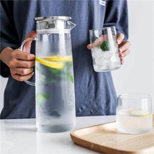 Large glass capacity lid pot and with drink set cup cold
