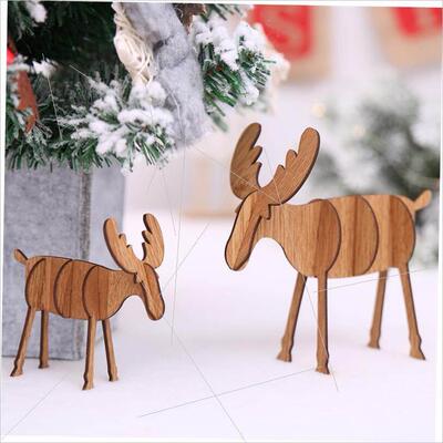 Christmas wooden DIY elk decor Creative tabletop decor