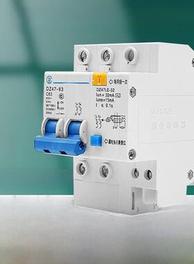 正品 电力漏电开关2P63A DZ47LE 双极空气开关带漏电保护器C45