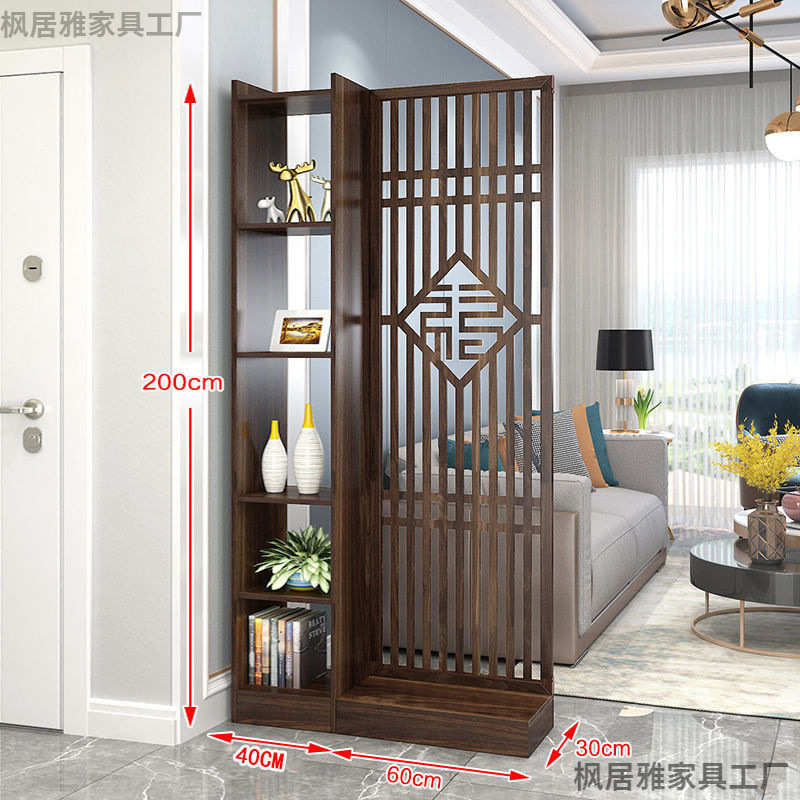 新中式门口屏风隔断柜客厅实木镂空玄关柜房间玄关实木隔断柜