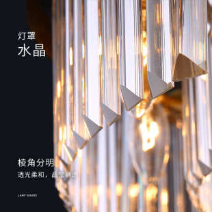后现代轻奢全铜水晶灯客厅吸顶灯卧室书房餐厅led灯简约圆形灯具