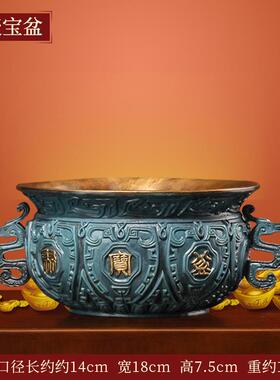正品铜聚招财龙耳宝盆摆件客厅居全家玄关装饰聚财乔艺迁新居铜盆