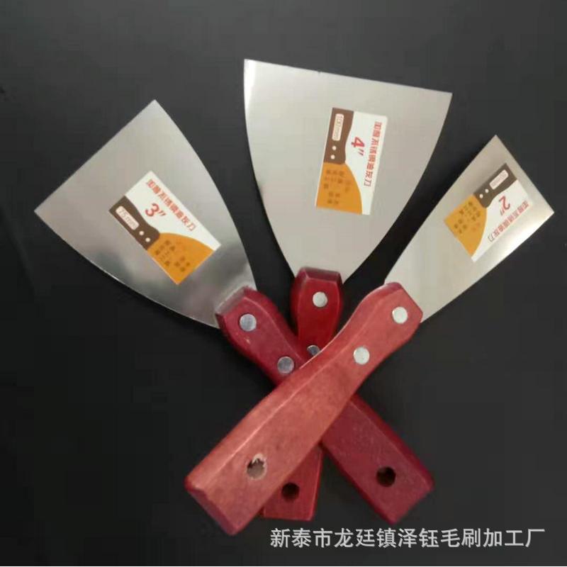 厂家木柄油灰刀3寸油灰刀清洁铲刀不锈钢腻子铲刀油灰刀